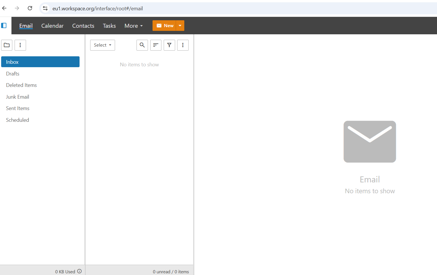Webmail interface after successful login